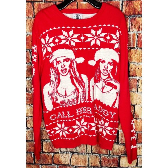 Barstool Sports Call Her Daddy Christmas Holiday Graphic Ugly Sweater Large - Picture 1 of 4
